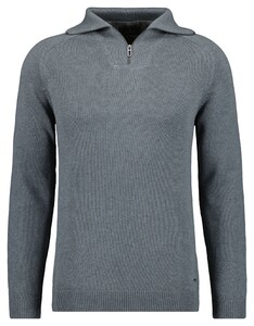 Ragman Cotton Troyer Zip Raglan Sleeve Trui Grijs Melange
