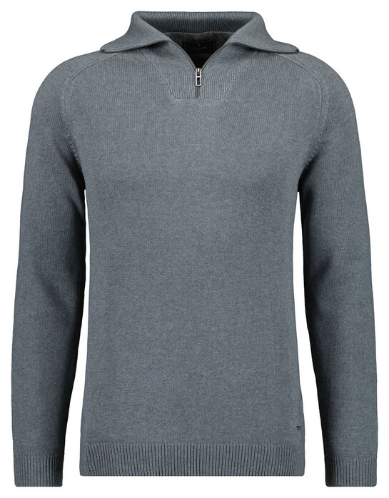 Ragman Cotton Troyer Zip Raglan Sleeve Trui Grijs Melange