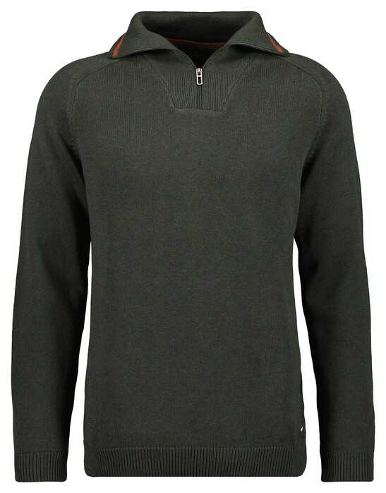 Ragman Cotton Troyer Zip Raglan Sleeve Trui Khaki