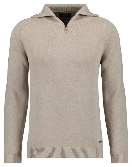 Ragman Cotton Troyer Zip Raglan Sleeve Trui Zand