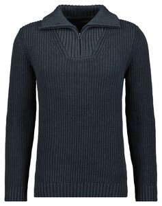 Ragman Cotton Troyer Zip Rib Knit Trui Asphalt