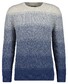 Ragman Crew Neck Striped Cotton Rib Knit Trui Blauwgrijs-Wit