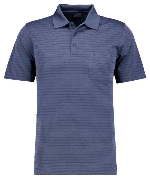 Ragman Duo Fine Line Soft Knit Easy Care Polo Azure