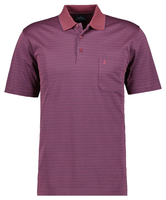 Ragman Duo Fine Line Soft Knit Easy Care Polo Berry