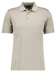 Ragman Duo Fine Line Soft Knit Easy Care Poloshirt Beige