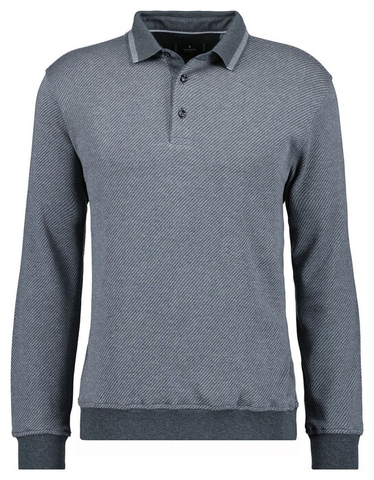 Ragman Fine Cotton Interlock Jacquard Pullover Anthracite Grey