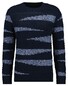 Ragman Fine Cotton Jacquard Knit Round Neck Trui Marine