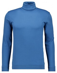Ragman Fine Cotton Jersey Rollneck Shirt Long Sleeve Bottom Rib T-Shirt Blauw