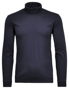 Ragman Fine Cotton Jersey Rollneck Shirt Long Sleeve Bottom Rib T-Shirt Donker Blauw