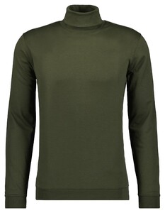 Ragman Fine Cotton Jersey Rollneck Shirt Long Sleeve Bottom Rib T-Shirt Donker Groen