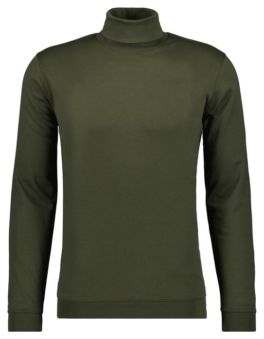 Ragman Fine Cotton Jersey Rollneck Shirt Long Sleeve Bottom Rib T-Shirt Donker Groen