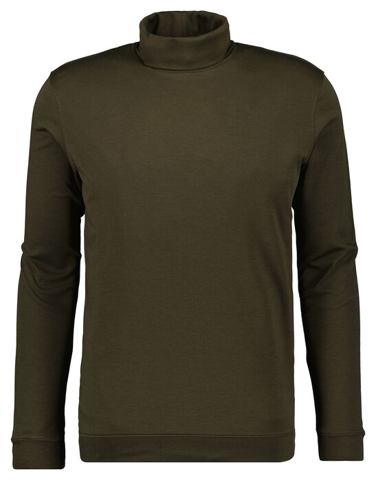 Ragman Fine Cotton Jersey Rollneck Shirt Long Sleeve Bottom Rib T-Shirt Groen