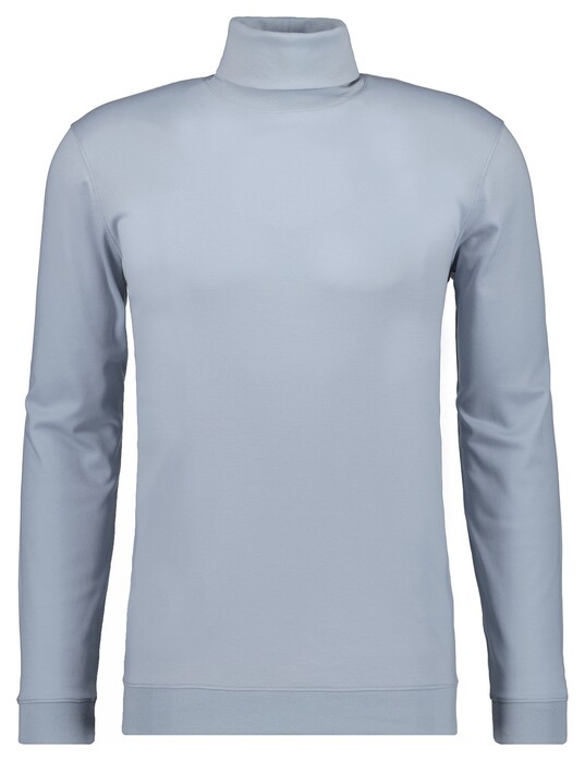 Ragman Fine Cotton Jersey Rollneck Shirt Long Sleeve Bottom Rib T-Shirt Silver