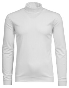 Ragman Fine Cotton Jersey Rollneck Shirt Long Sleeve Bottom Rib T-Shirt Wit