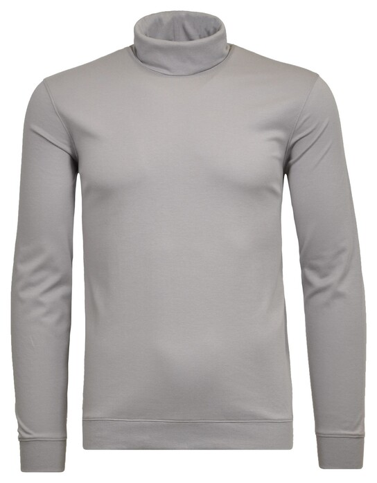Ragman Fine Cotton Jersey Rollneck Shirt Long Sleeve Bottom Rib T-Shirt Zilvergrijs