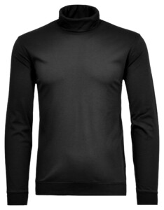 Ragman Fine Cotton Jersey Rollneck Shirt Long Sleeve Bottom Rib T-Shirt Zwart