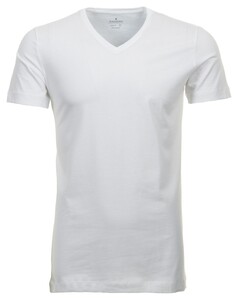 Ragman Fine Single Jersey V-Neck 2Pack Body Fit T-Shirt White