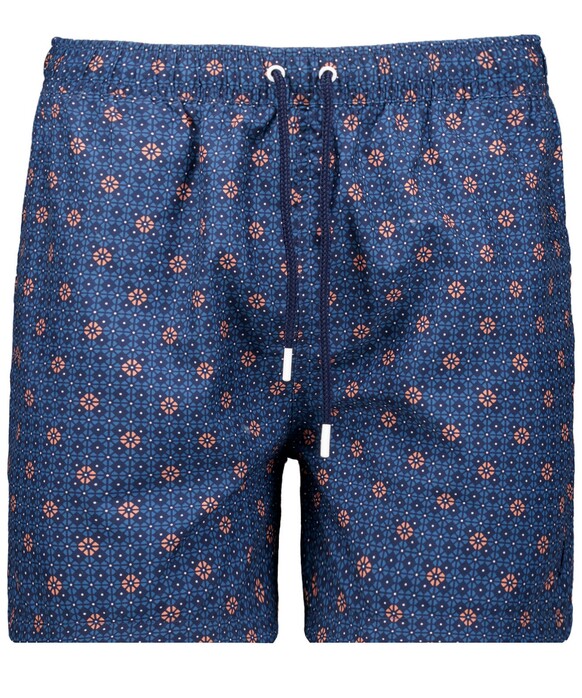 Ragman Floral Tiles Abstract Fantasy Swim Short Blauw-Multi