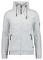 Ragman High Neck Drawstring Sweat Cardigan Zip Grey Melange
