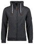 Ragman High Neck Drawstring Sweat Cardigan Zip Vest Antraciet