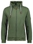 Ragman High Neck Drawstring Sweat Cardigan Zip Vest Donker Groen