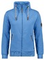 Ragman High Neck Drawstring Sweat Cardigan Zip Vest Duivenblauw
