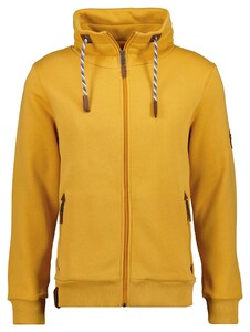 Ragman High Neck Drawstring Sweat Cardigan Zip Vest Oranje