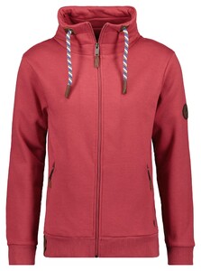 Ragman High Neck Drawstring Sweat Cardigan Zip Vest Vintage Red
