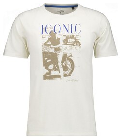 Ragman Iconic Graphic Cotton Round Neck T-Shirt Ecru