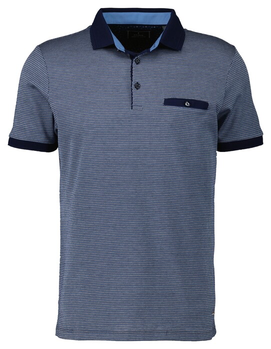 Ragman Jacquard Polo Mercerized Cotton Fine Structure Blue Sapphire