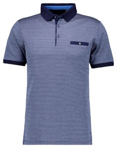 Ragman Jacquard Polo Mercerized Cotton Fine Structure Donker Blauw Melange