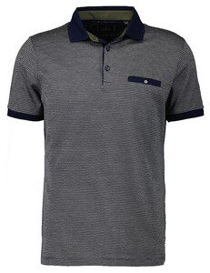 Ragman Jacquard Polo Mercerized Cotton Fine Structure Navy