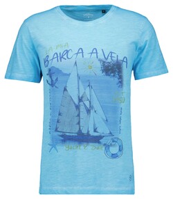 Ragman Jersey Crew Neck Sailboat Graphic T-Shirt Amparo Blue