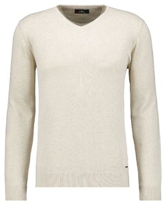 Ragman Knit Pullover V-Neck Ricecorn Look Trui Ecru