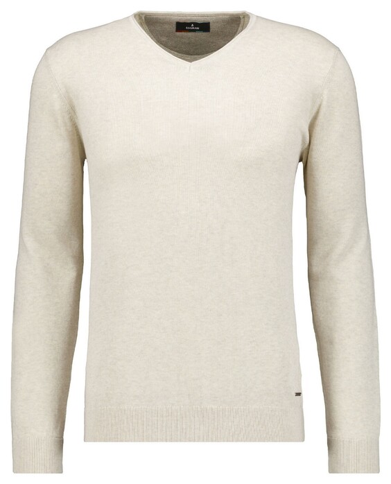 Ragman Knit Pullover V-Neck Ricecorn Look Trui Ecru