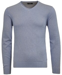 Ragman Knit Pullover V-Neck Ricecorn Look Trui Licht Blauw
