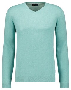 Ragman Knit Pullover V-Neck Ricecorn Look Trui Licht Groen