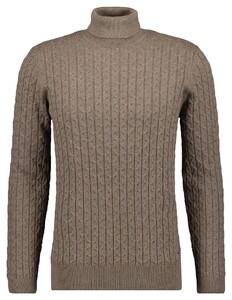Ragman Knitted Cable Design Rollneck Cotton Cashmere Trui Camel