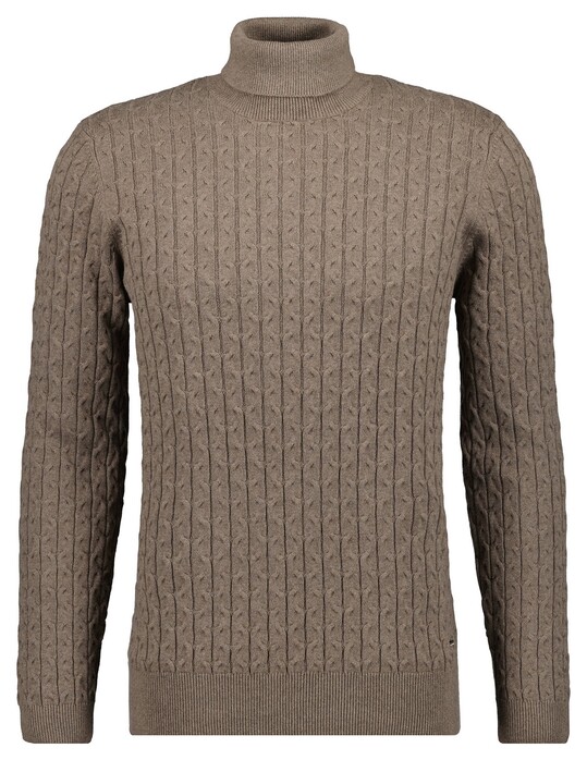 Ragman Knitted Cable Design Rollneck Cotton Cashmere Trui Camel