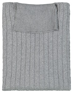 Ragman Knitted Cable Design Rollneck Cotton Cashmere Trui Grijs