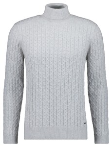 Ragman Knitted Cable Design Rollneck Cotton Cashmere Trui Licht Grijs