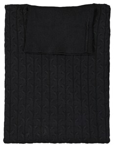 Ragman Knitted Cable Design Rollneck Cotton Cashmere Trui Zwart