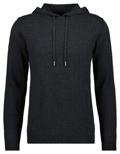 Ragman Knitted Cotton Cashmere Hoodie Drawstring Trui Antraciet