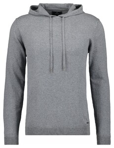 Ragman Knitted Cotton Cashmere Hoodie Drawstring Trui Grijs