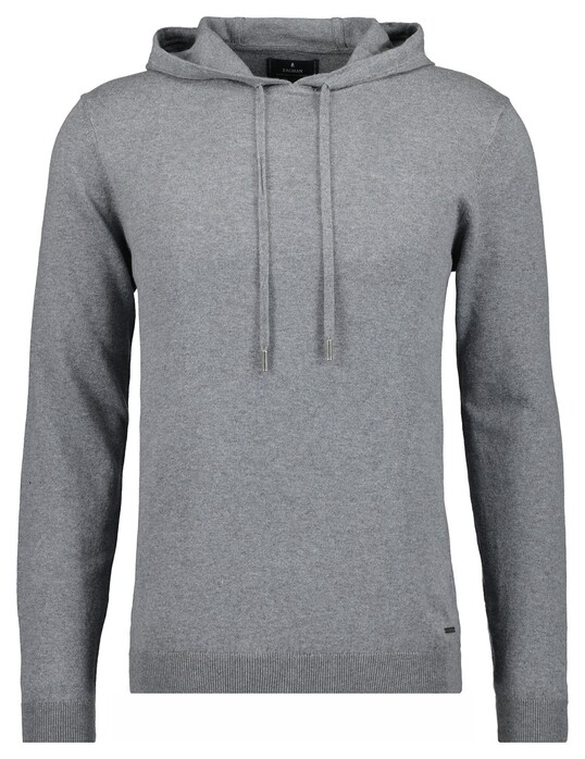 Ragman Knitted Cotton Cashmere Hoodie Drawstring Trui Grijs