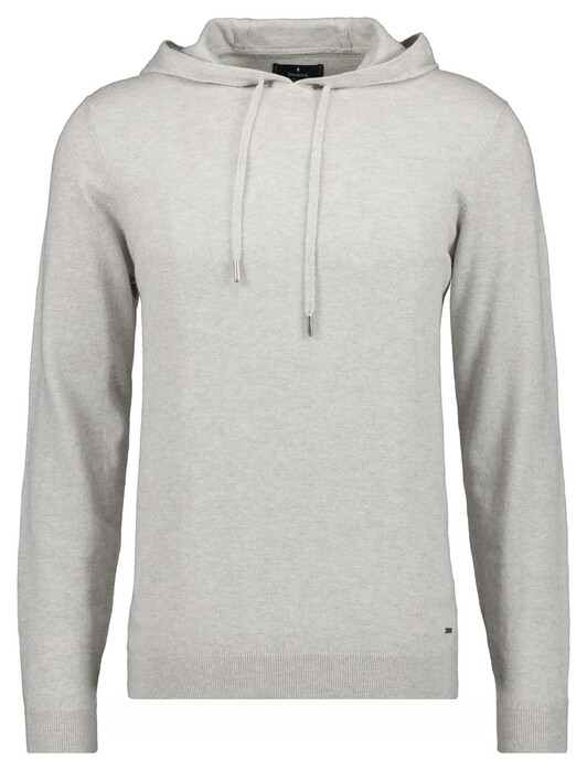 Ragman Knitted Cotton Cashmere Hoodie Drawstring Trui Licht Grijs