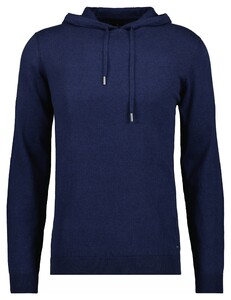 Ragman Knitted Cotton Cashmere Hoodie Drawstring Trui Marine