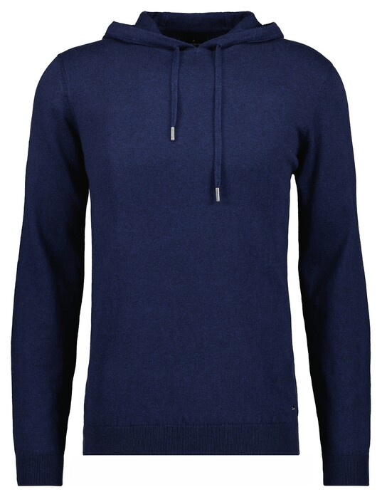 Ragman Knitted Cotton Cashmere Hoodie Drawstring Trui Marine