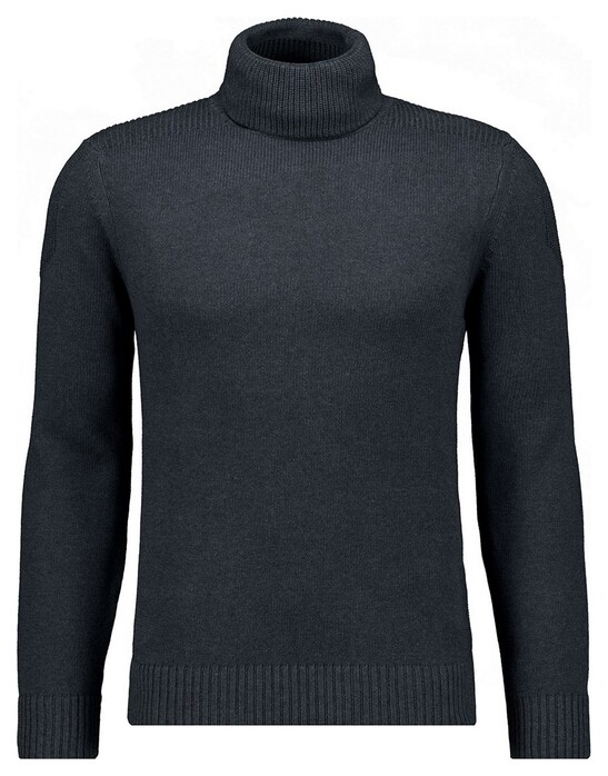 Ragman Knitted Cotton Rollneck Trui Asphalt