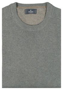 Ragman Knitted Round Neck Garment Wash Trui Grijs Melange